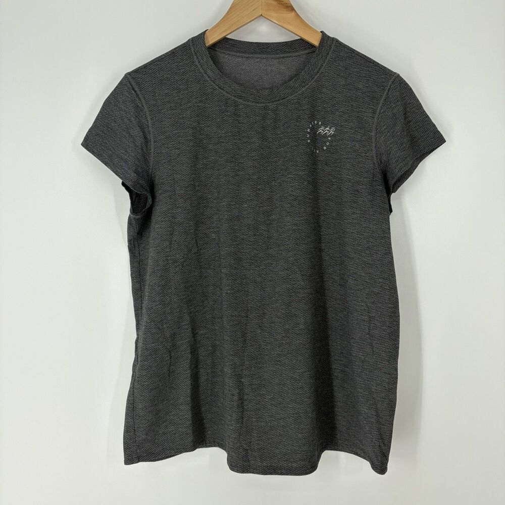 Lululemon T Shirt Size 10 Womens Gray For All Runners Jogging Running Mesh Gym